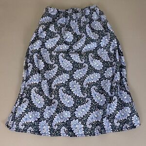 J Crew Collection Skirt Womens Size Large Blue Floral Print Cotton Elastic Waist